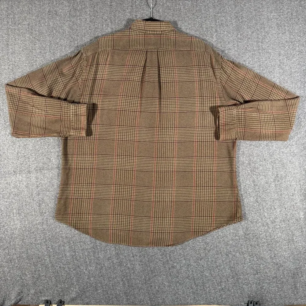 Polo Ralph Lauren Hunting Shirt Mens XXL Brown Plaid Flannel Suede Houndstooth